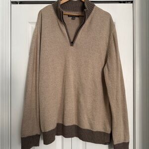 Eddie Bauer Men's Zip-Up Sweater in Tan and Brown